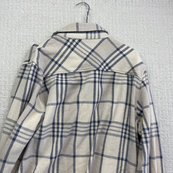 DJAB Simons Button Up Heavy Camp Overshirt Men Sz L Off-White / Blue Plaid Y2K - Picture 11 of 13
